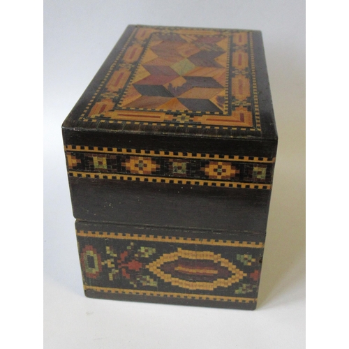 223 - Edmund Nye, A Tunbridge ware box, with inlaid bands of decoration, 4ins x 2.5ins, height 3ins, toget... 