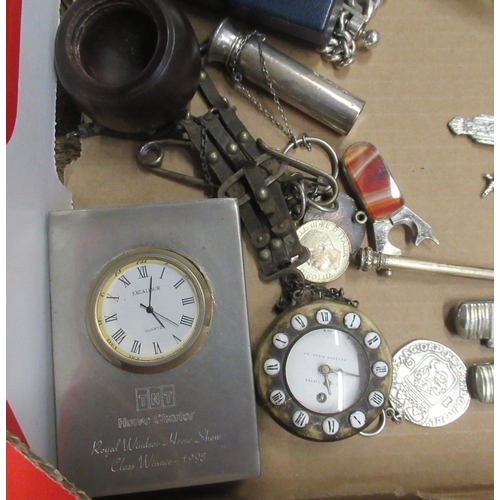 242 - A box of assorted collectables, to include scent bottles, propelling pencil, pocket watches etc