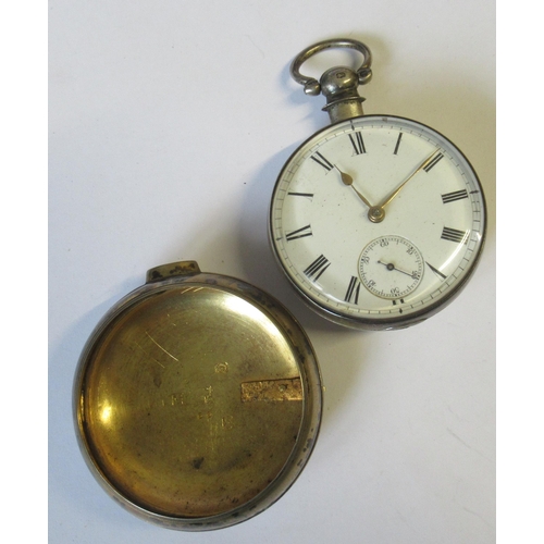 258 - A 19th century silver pair case pocket watch, with inscription for the Harvey family who sailed to B... 