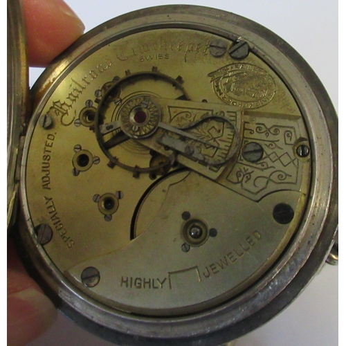 262 - A Railroad Time Keeper Specially Adjusted, a silver cased open face pocket watch, with subsidiary di... 