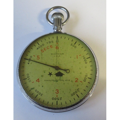 264 - A Waltham military issue Second World War Admiralty pattern No.6 stopwatch, the back stamped PATT.6 ... 