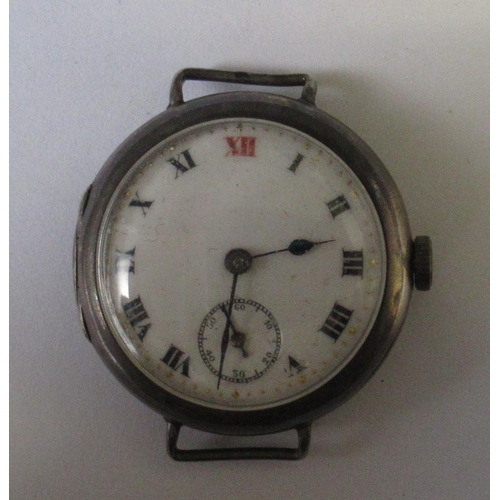 267 - A silver cased trench watch, possibly Rolex