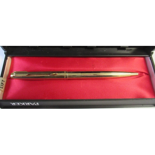 288 - A cased Parker gold plated ball point pen