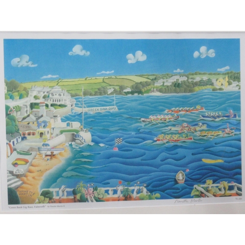 407 - Nanette Martin, four colour prints, three views of Falmouth and a view of Cornwall, 11ins x 16ins