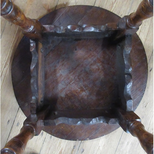 50 - A pair of 20th century oak circular tables, diameter 20.5ins, height 20.5ins