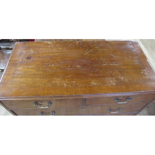 76 - A mahogany chest, of two short over three long graduated drawers, with cross banded top, 42ins x 21i... 