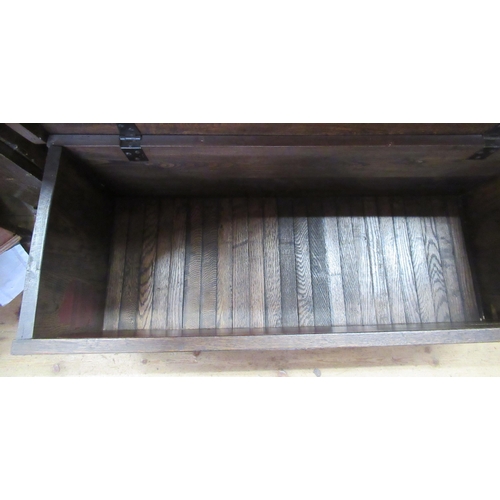 8 - An oak coffer width 42ins, depth 17ins, height 20ins