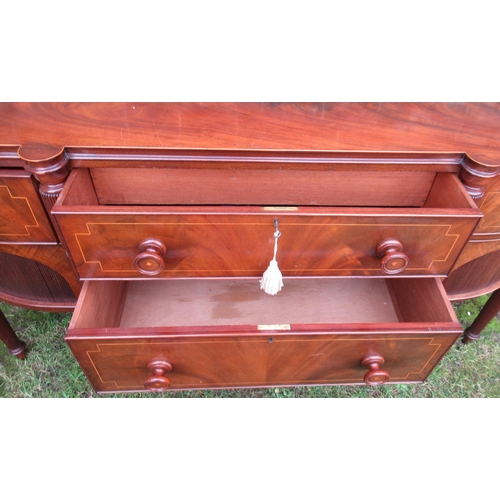 91 - A Georgian mahogany bow front sideboard, width 78ins, depth 24ins, height 40ins