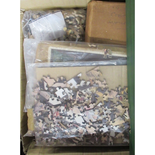 368 - Three boxes of assorted wooden and other jigsaws