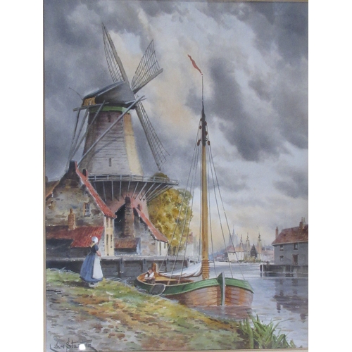 426 - L van Staaten, watercolour, Amsterdam, 15ins x 11.5ins