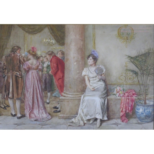 104 - George Goodwin Kilburn, pair of watercolours, The Betrothal and The New Arrival, figures in period d... 