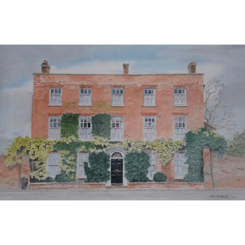 115 - Ian Walker, watercolour, A Georgian Townhouse, 8ins x 12ins, together with a Pears print of a lady