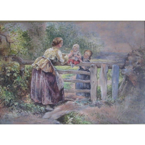 116 - In the manner of Birkett Foster, pair of watercolours, Children at Play, monogrammed FB, 5ins x 7ins