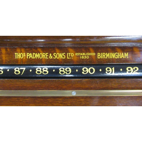 159 - Thomas Padmore & Sons Ltd, Birmingham, an oak snooker score board, width 41ins, height 12.5ins, dept... 