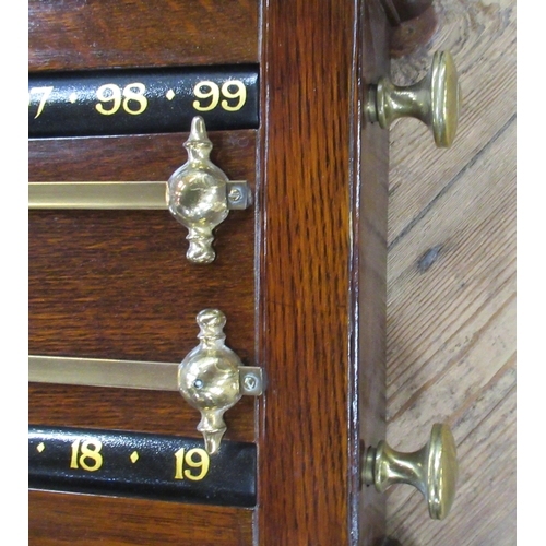 159 - Thomas Padmore & Sons Ltd, Birmingham, an oak snooker score board, width 41ins, height 12.5ins, dept... 