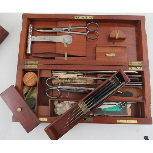 161 - A Victorian John Weiss & Son, London brass bound mahogany cased Surgeon’s Set, including scalpels, s... 