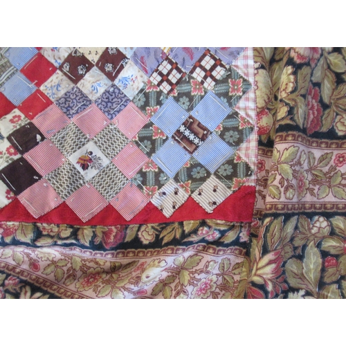 172 - An Antique hand stitched mosaic style patchwork quilt, with geometric patterns