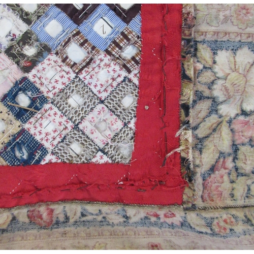 172 - An Antique hand stitched mosaic style patchwork quilt, with geometric patterns