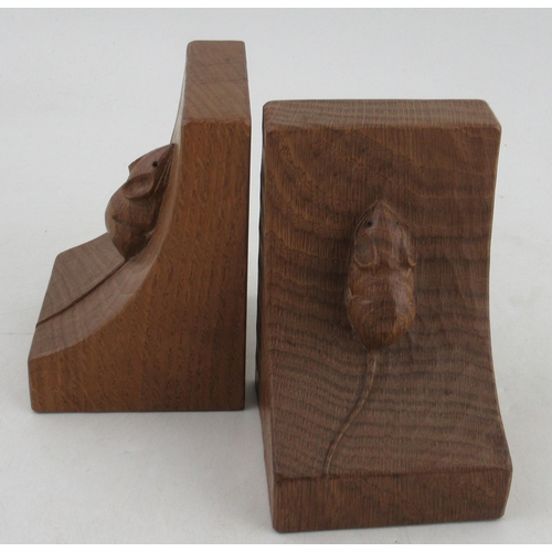 182 - A pair of Robert Thompson Mouseman oak bookends, circa 1930