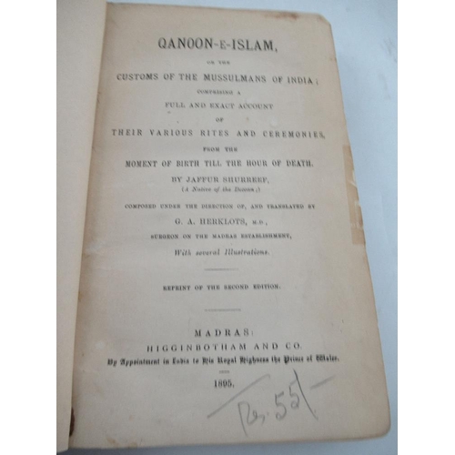 198 - JAFFUR SHURREEF QUANOON-E-ISLAM or the customs of the mussulmans of India published  Higginbotham Ma... 