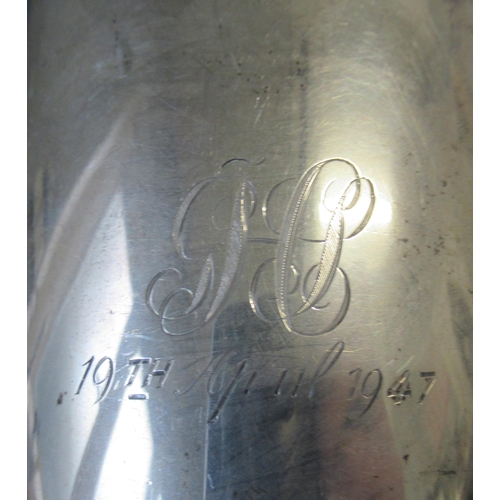 239 - A silver pint mug, engraved with initials and date, London 1944, weight 14oz