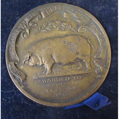 242 - A silver gilt presentation medal, from The National Pig Breeders Association, awarded in 1955, Birmi... 