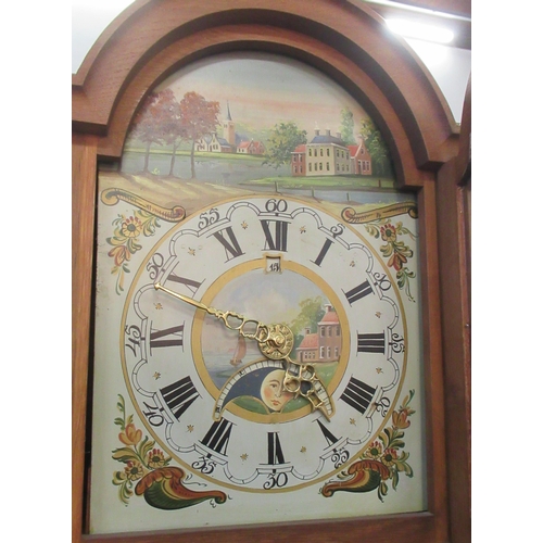 276 - A Dutch Frisian tail clock, with painted dial and sun and moon phase