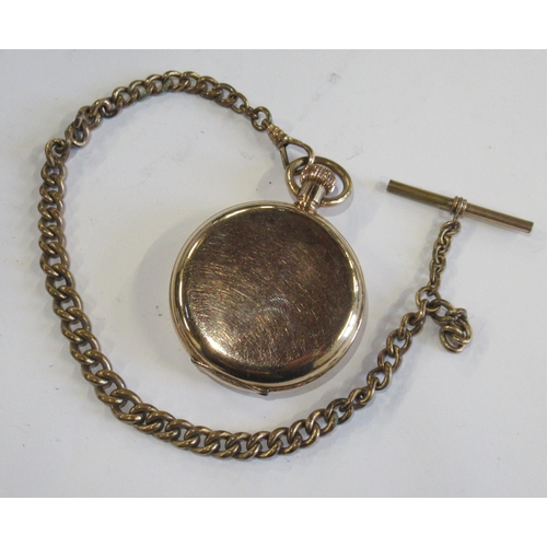 277 - A gilt metal hunter pocket watch, the enamel dial with Roman numerals and subsidiary seconds dial, c... 