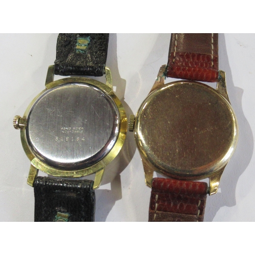 280 - A 9ct cased Zenith Batty wrist watch, with Arabic numerals and subsidiary dial, on leather strap, to... 