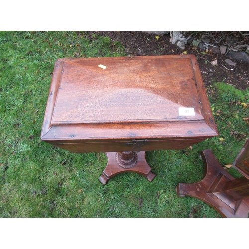 31 - A 19th century rosewood tea caddy on stand together with a mahogany example