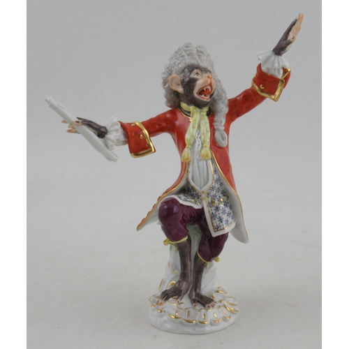 352 - A Meissen porcelain figure, from the Monkey Band series, height 7ins