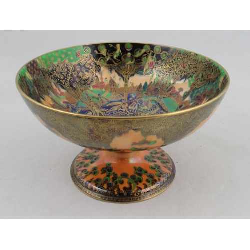 359 - A Wedgwood Fairyland lustre pedestal bowl, decorated with figures, buildings, fairies, trees, foliag... 