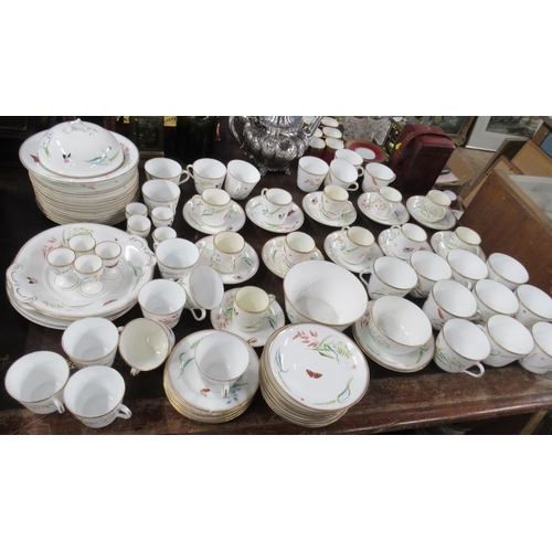 360 - A 19th century English porcelain breakfast service, comprising, cups, saucers, plates, muffin dish, ... 