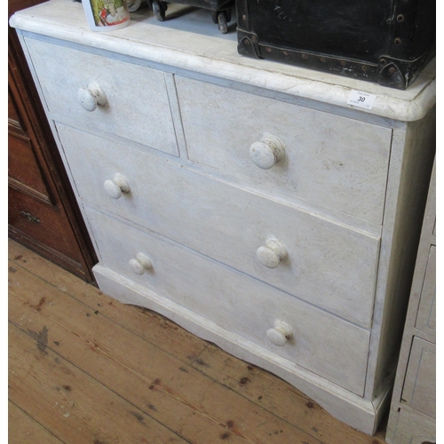 39 - A painted Victorian chest of drawers, width 37ins, depth 19ins, height 34ins