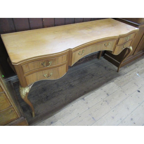 4 - A walnut dressing table raised on cabriole legs  with gilt decoration width 6ins, depth 20ins, heigh... 