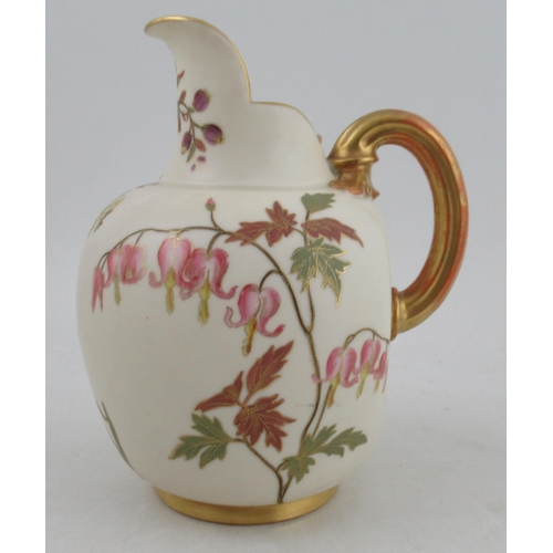 484 - A Royal Worcester gilded ivory flatback jug, decorated with shot silk colours, shape No.1094, height... 