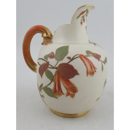 484 - A Royal Worcester gilded ivory flatback jug, decorated with shot silk colours, shape No.1094, height... 