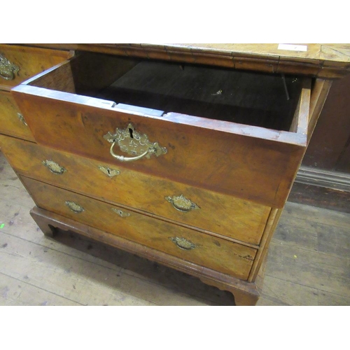 7 - An 18th walnut chest of drawers with cross banded decoration raised on bracket feet, width 39ins, he... 