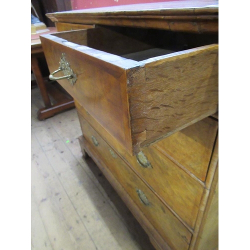 7 - An 18th walnut chest of drawers with cross banded decoration raised on bracket feet, width 39ins, he... 