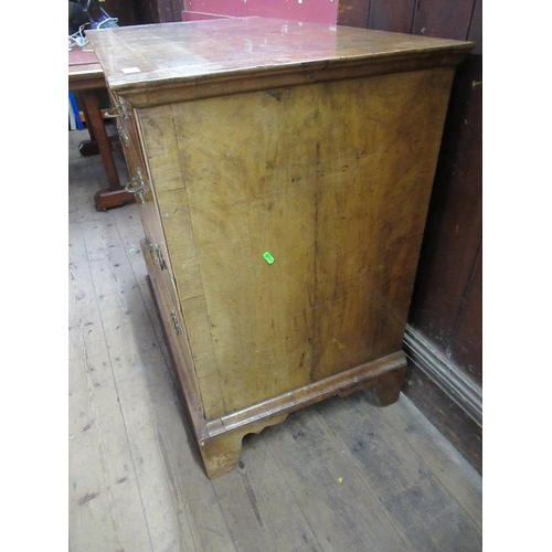 7 - An 18th walnut chest of drawers with cross banded decoration raised on bracket feet, width 39ins, he... 