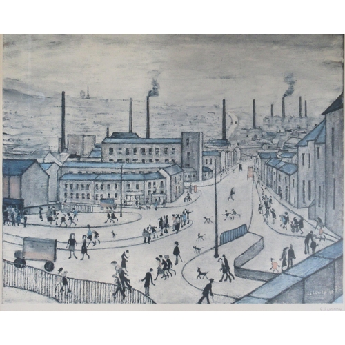 85 - L S Lowry, signed colour print, Huddersfield, 19ins x 23ins (D)