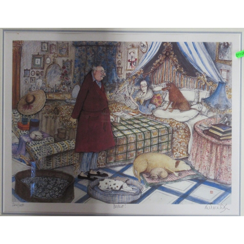 86 - Sue Macartney Snape, signed limited edition print, Basket, 15ins x 20ins, together with another blac... 