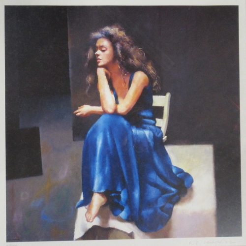 87 - Robert Lenkiewicz, colour print, Anna in Blue, 16ins x 15.5ins