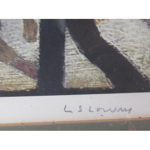 88 - Laurence Stephan Lowry, print, Train at a Crossing, signed in pencil to the margin, 18.5ins x 22ins