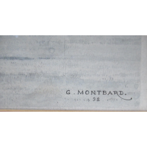 99 - G Montbard, two monochrome watercolours, country house views, 14.5ins x 10.5ins and 10.5ins x 14.5in... 