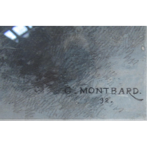 99 - G Montbard, two monochrome watercolours, country house views, 14.5ins x 10.5ins and 10.5ins x 14.5in... 