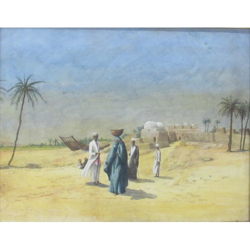 104A - A watercolour, Arabian dessert scene with figures