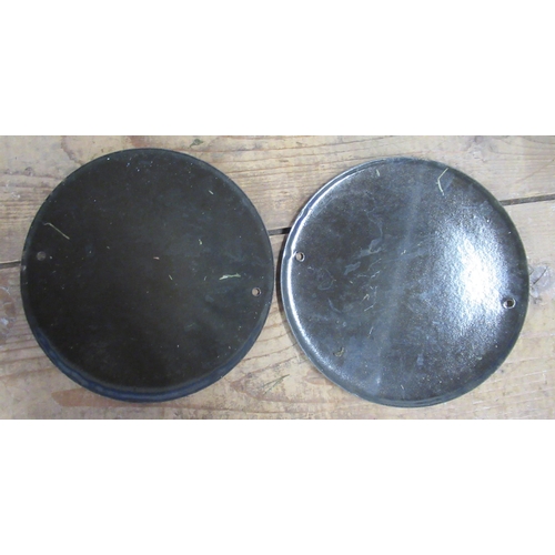 136 - Two circular enamel plaques, John Deere Gasoline and Phillips Aviation