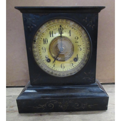 138 - An Ansonia Clock Co. New York metal cased mantel clock