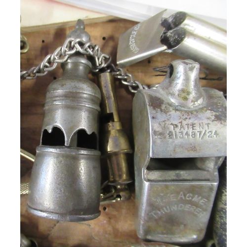 167 - A collection of whistles, to include Shand Mason London, N.W.R, Hudson & Co, Acne etc, together with... 